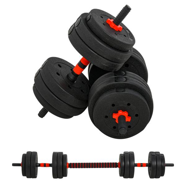 Conjunto de halteres 2 em 1 25 kg com barra ajustável Treinamento de força e levantamento de peso para ginasio preto