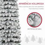 Árvore de Natal Estreita Nevada 240 cm com 603 Ramos e Suporte Metálico Dobrável para Sala de Estar, Interior, Verde