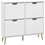 Sapateira para 16 Pares de Sapatos com 4 Gavetas e Prateleiras Ajustáveis 95x26x95 cm Branco