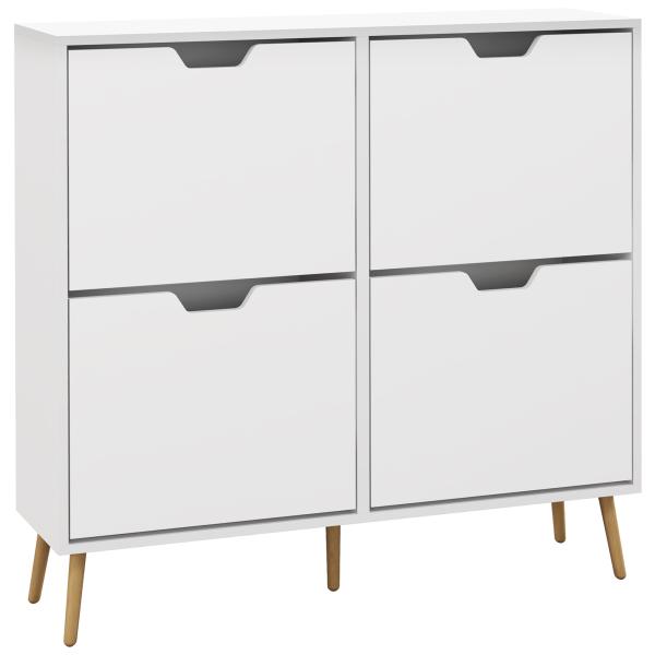 Sapateira para 16 Pares de Sapatos com 4 Gavetas e Prateleiras Ajustáveis 95x26x95 cm Branco