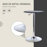 Mesa de Bar com Altura Ajustável Giratória 360° com Base Redonda Mesa Alta Moderna para Cozinha Ø63x67 - 93 cm Preto