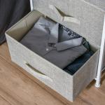 Mesa de Cabeceira com 3 Gavetas de Tecido para Dormitório Sala de Estar Corredor 45x30x71 cm Cinza e Branco