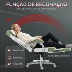Cadeira Gamer Reclinável com Altura Ajustável Apoio para os Pés Retrátil Suporte Lombar e Almofada de Cabeça Amovível Verde