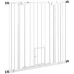 Barreira de Segurança para Cães com Porta Pequena Fechamento Automático e Sistema Duplo de Bloqueio 74 - 101x104,1 cm Branco