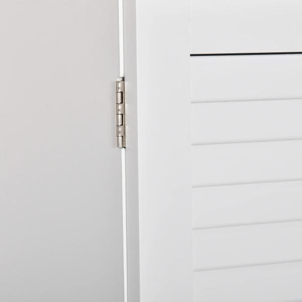 Armário Casa de Banho de Parede com 2 Portas de Persiana Prateleira Interior e Barra para Toalhas Móvel Auxiliar Suspenso Moderno Multiuso para Cozinha 60x23x60cm Branco