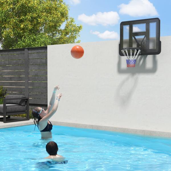 Tabela de Basquetebol de Parede para Interior e Exterior com Painel Inquebrável de 110x75 cm e Rede Resistente a Rasgos Preto