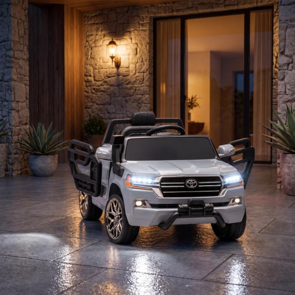 Carro Elétrico para Crianças Toyota Land Cruiser 12V com Faróis Buzina Arranque Lento e Música MP3 107x65x55,5 cm Cinza