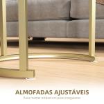 Conjunto de 2 Mesas de Centro Mesas Auxiliares Modernas com Bancada de Efeito Mármore e Estrutura de Aço para Sala Quarto Dourado