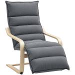 Poltrona de Salão com Apoio para os Pés Ajustável Estofada em Veludo com Estrutura de Madeira 67x93x105 cm Cinzento Escuro