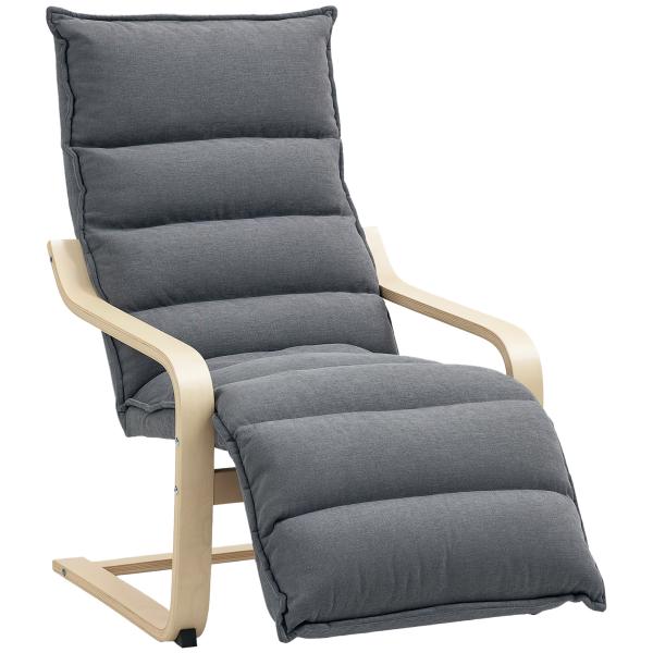 Poltrona de Salão com Apoio para os Pés Ajustável Estofada em Veludo com Estrutura de Madeira 67x93x105 cm Cinzento Escuro