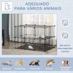 Recinto para Animais de Estimação de 3 Níveis com Rampas e Desenho Personalizável 70x70x105 cm Preto