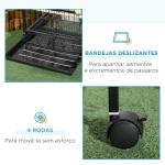 Gaiola para Pássaros com Rodas de 2 Níveis com Bandejas Removíveis Portas Comedouros Poleiros 51,5x50x140 cm Preto
