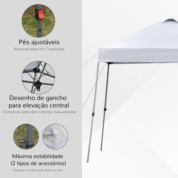 Tenda Dobrável 3x3 Portátil de Jardim com Bolsa de Transporte com Rodas Aço para Exterior Festas Campismo Branco