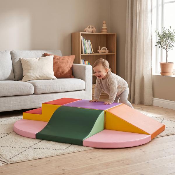 Conjunto de 6 Blocos de Espuma para Crianças de 18 - 36 Meses Brinquedo Educativo de Construção 150x100x24cm Multicor