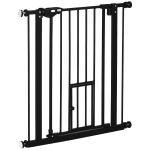 Barreira de Segurança para Animais de Estimação 74 - 80cm com Porta com Fechamento Automático e Sistema de Duplo Bloqueio Altura 76,2cm Preto