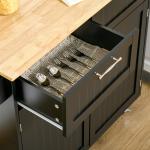 Carrinho de Cozinha com Rodas Móvel Auxiliar de Cozinha com 2 Gavetas 2 Portas Prateleira Ajustável 104x46x91 cm Preto