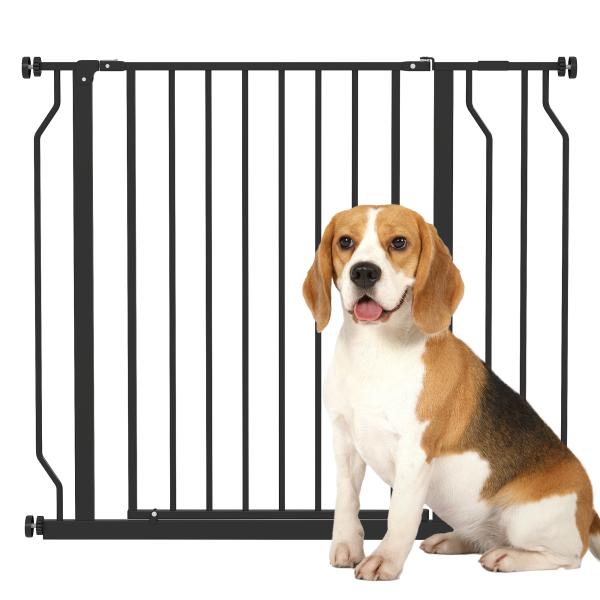 Barreira de Segurança para Cães Extensível para Escadas e Portas 75 - 95 cm com 1 Extensão e 10 cm Altura 76 cm Preto