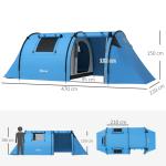 Tenda de Campismo para 3 Pessoas com Janelas Gancho Saco de Transporte Impermeável 3000 mm 470x220x150 cm Azul Claro