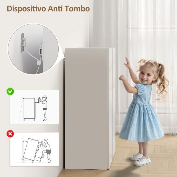 Sapateira de 6 Níveis com 2 Portas em Branco Brilhante com Fechamento Suave e Prateleiras Ajustáveis 70x33,5x95 cm Branco
