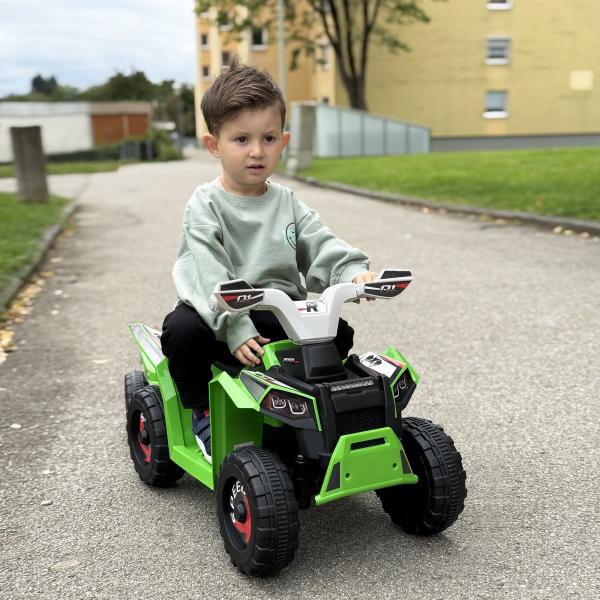 Quadriciclo Elétrico para Crianças com Reboque Bateria 6V de 18 - 36 Meses com Velocidade 2,5 km/h 106x41,5x48,5 cm Verde