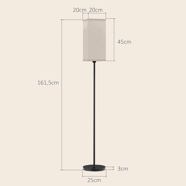 Candeeiro de Pé Moderno com Interruptor de Pedal, Abat - Jour Efeito Linho, para Sala, Preto, Lâmpada Não Incluída