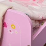 Cama Infantil Meninas c/ Barreira de Proteção 143x73 cm Carga Máx. 50kg para Crianças acima de 3 Anos Rosa