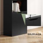 Estante para Livros de 6 Níveis Portas e 4 Prateleiras Abertas para Sala Escritório 59x29x180 cm Preto