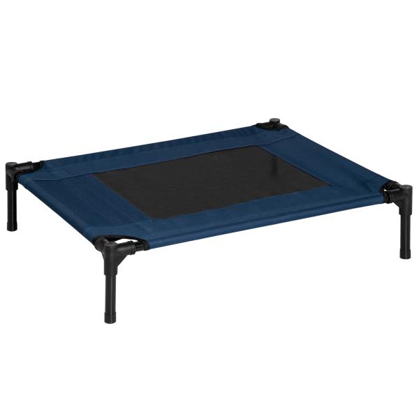 Cama para Animais de Estimação Cama Elevada para Cães Gatos com Tecido Transpirável para Dormir Exterior Jardim Terraço 76x61x18cm Azul