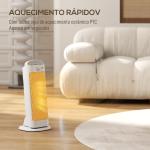Aquecedor Elétrico de Baixo Consumo 2000W PTC com 4 Modos Termóstato Regulável Oscilação de 55° 20x20x49 cm Branco