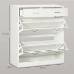 Sapateira Estreito com 2 Compartimentos e 2 Gavetas para 12 Pares de Sapatos 80x30x91,5 cm Branco