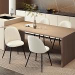 Conjunto de 4 Cadeiras de Sala de Jantar Modernas Cadeiras Estofadas em Veludo com Encosto Alto e Pés de Aço 50x52x83 cm Creme