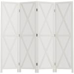 Biombo de 4 Paineis Separador de Ambientes Dobrável 182x170cm Divisória para Espaços de Madeira Decoração Elegante para Dormitório Sala de Estar Branco