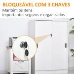 Armário de Escritório com 2 Portas Deslizantes e 3 Prateleiras 80x40x120 cm Branco
