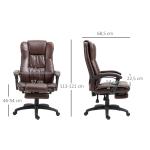 Cadeira de Escritório e Giratória Cadeira de Escritório com Altura Ajustável 6 Pontos de Massagem Controle Remoto e Apoio para os Pés Retrátil 68,5x68,5x119 - 127cm Marrom