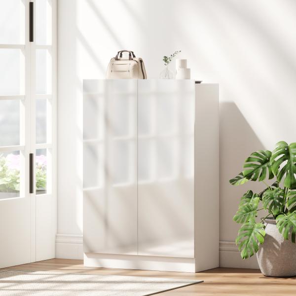 Sapateira para Entrada com Prateleiras Ajustáveis para 20 Pares de Sapatos 72x34,5x103 cm Branco Brilhante