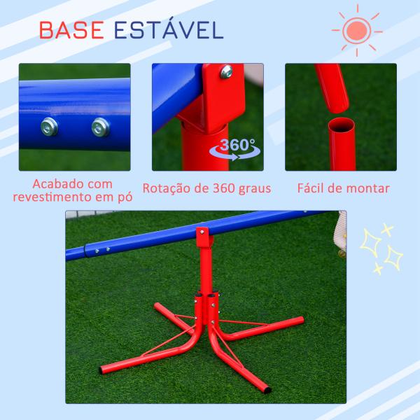 Balanço giratória 360º para crianças acima de 3 anos com base de 4 hastes, postes de parada e alças de fácil aderência Jardim Pátio 182x77x43 cm Multicolor