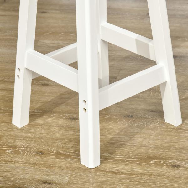 Conjunto de Mesa com 1 Gaveta 2 Prateleiras Cesta Removível e Suporte para Garrafas 119x38,5x88,5cm e 2 Bancos 29x29x55cm Branco