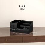 Organizador para Secretária de Bambu Organizador de Mesa de Escritório Multifuncional 33x20,5x15,5 cm Preto