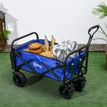 Carrinho de Transporte Dobrável para Jardim com Guiador Telescópico Capacidade 100 kg 99x57x77 - 100 cm Azul Escuro