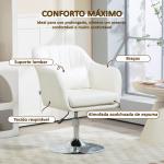Cadeira de Escritório Giratória 360° Tamborete de Bar Cozinha Cabeleireiro com Encosto Envolvente Altura Ajustável 60x60x79 - 91 cm Branco