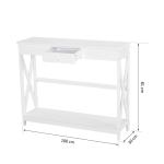 Mesa Consola Clássica com 1 Gaveta e 1 Prateleira de Armazenamento para a Entrada Mesa Auxiliar Sala de Estar Estilo Elegante 100x30x81cm Branco