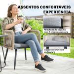 Conjunto de 2 Cadeiras de Jardim Exterior em Vime com Almofadas Apoios de Braço e Estrutura de Aço 54x65x80 cm Cinza