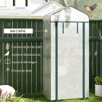 Estufa de Jardim com 4 Prateleiras e Cobertura de PE Estufa de Aço para Cultivo de Plantas Flores 69x50x165 cm Branco