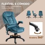 Cadeira de Escritório com 6 Pontos de Massagem Reclinável até 130° com Função de Aquecimento 68x72x110 - 120 cm Azul