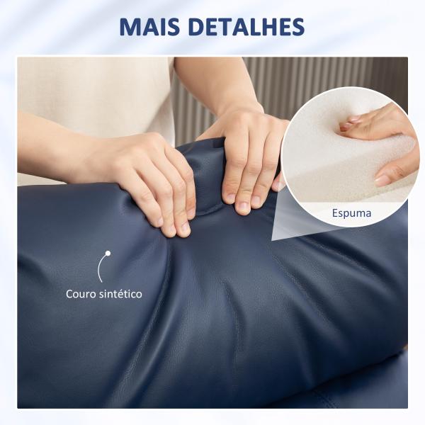 Poltrona de Massagem Reclinável com 2 Zonas de Massagem 8 Programas e 5 Níveis de Intensidade 68x88x98 cm Azul Escuro