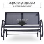 Baloiço de 2 Lugares com Tubo de Metal e Tecido de Textilene para Exteriores Carga Máx. 200 kg 120x70x85 cm Preto