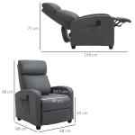 Poltrona de Massagem Reclinável com 2 Zonas de Massagem 8 Programas e 5 Níveis de Intensidade 68x88x98 cm Cinzento