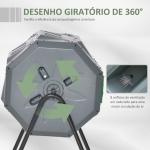 Compostor de Tambor Giratório com Capacidade 160L de Dupla Câmara e Ventilação para Resíduos Orgânicos 71x65x96 cm Cinza e Verde