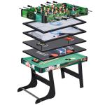 Mesa de Jogos 6 em 1 Dobrável Bilhar Matraquilho Ping Pong Lançamento de Anéis Hóquei com Bastão e Hóquei com Discos 118x104x71cm Multicor