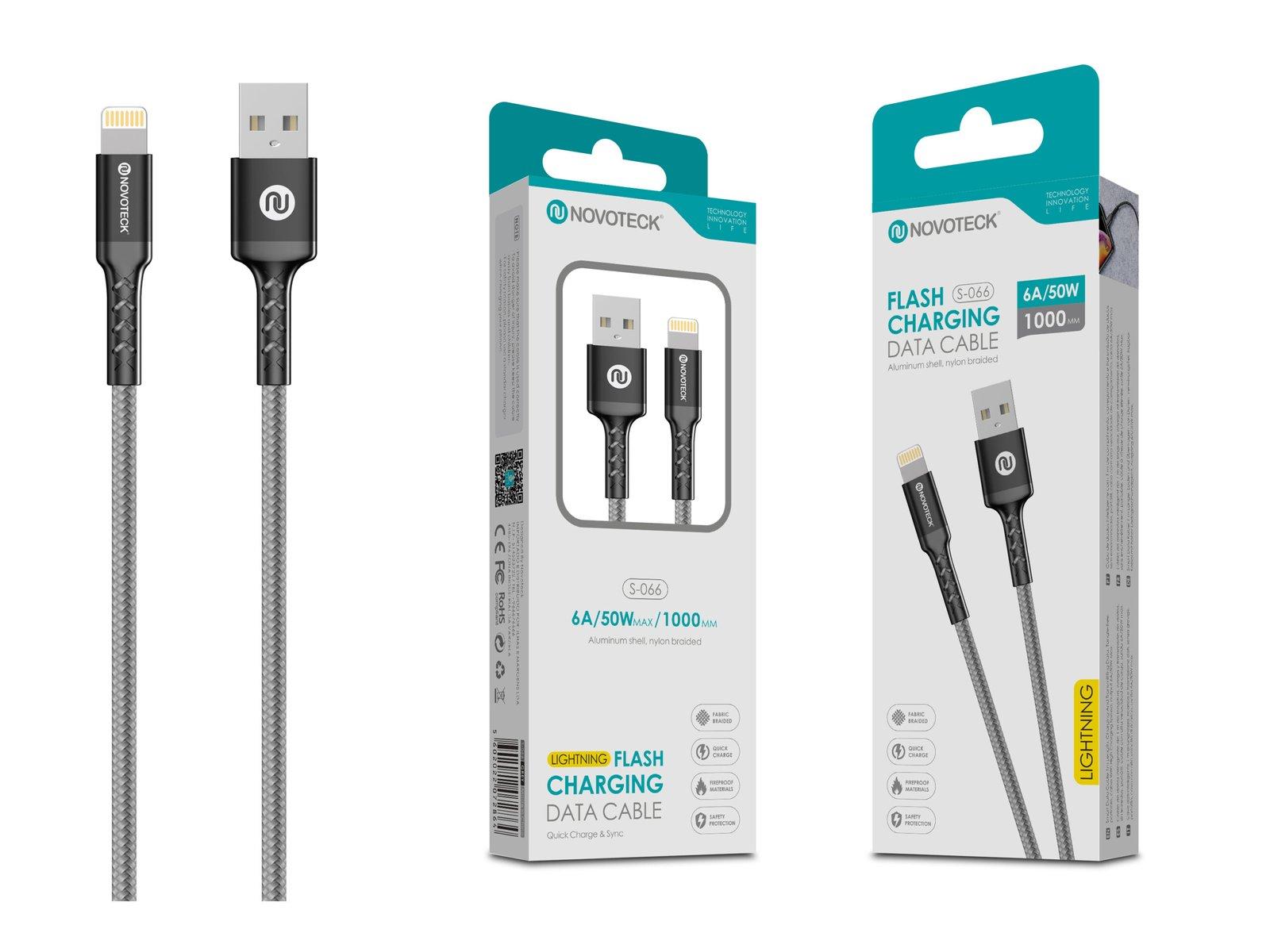 Cabo Lightning 6A 50W 1M Negro Durabilidade Nylon Trançado S-066